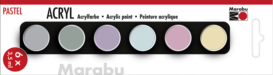 Marabu Acrylfarben-Set, PASTELL,, 6 x 3,5 ml